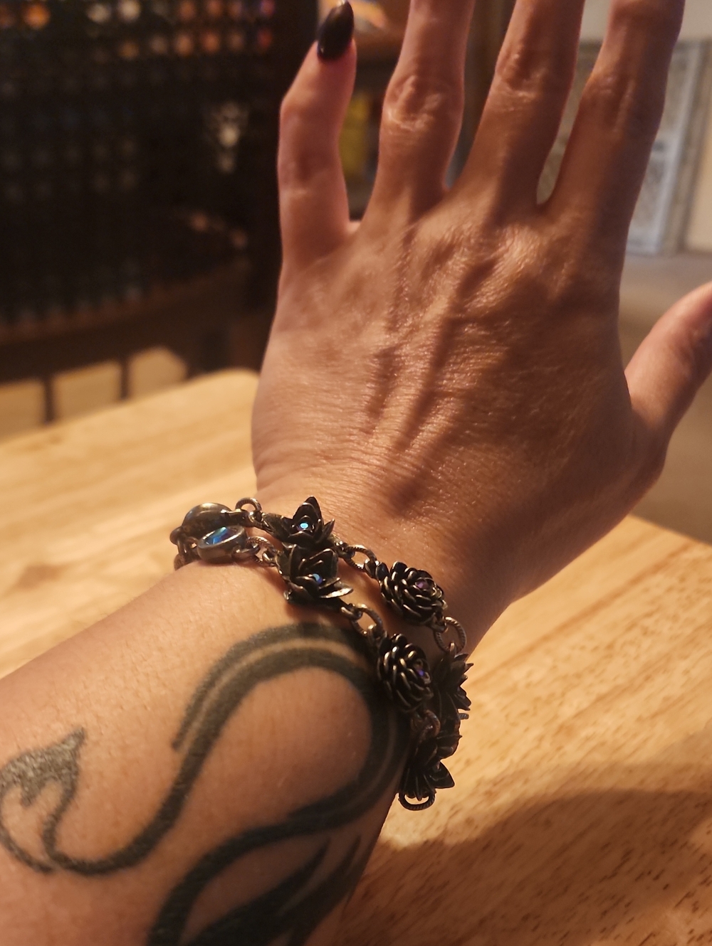 RARE Martha Rotten double row floral succulent bracelet with Amy AB crystals